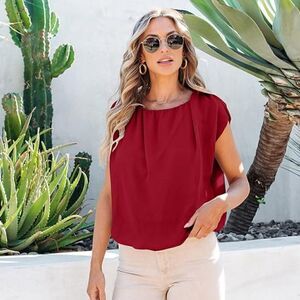 Women Shirt Sleeveless Tops - Summer Casual Dressy Lightweight Sheer Blouse XL